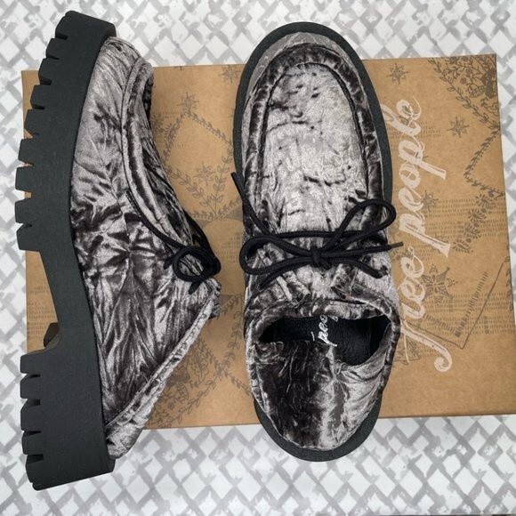 Free People Convertible Velvet Loafer, Gray/Black, Size EU 38 (US 8)